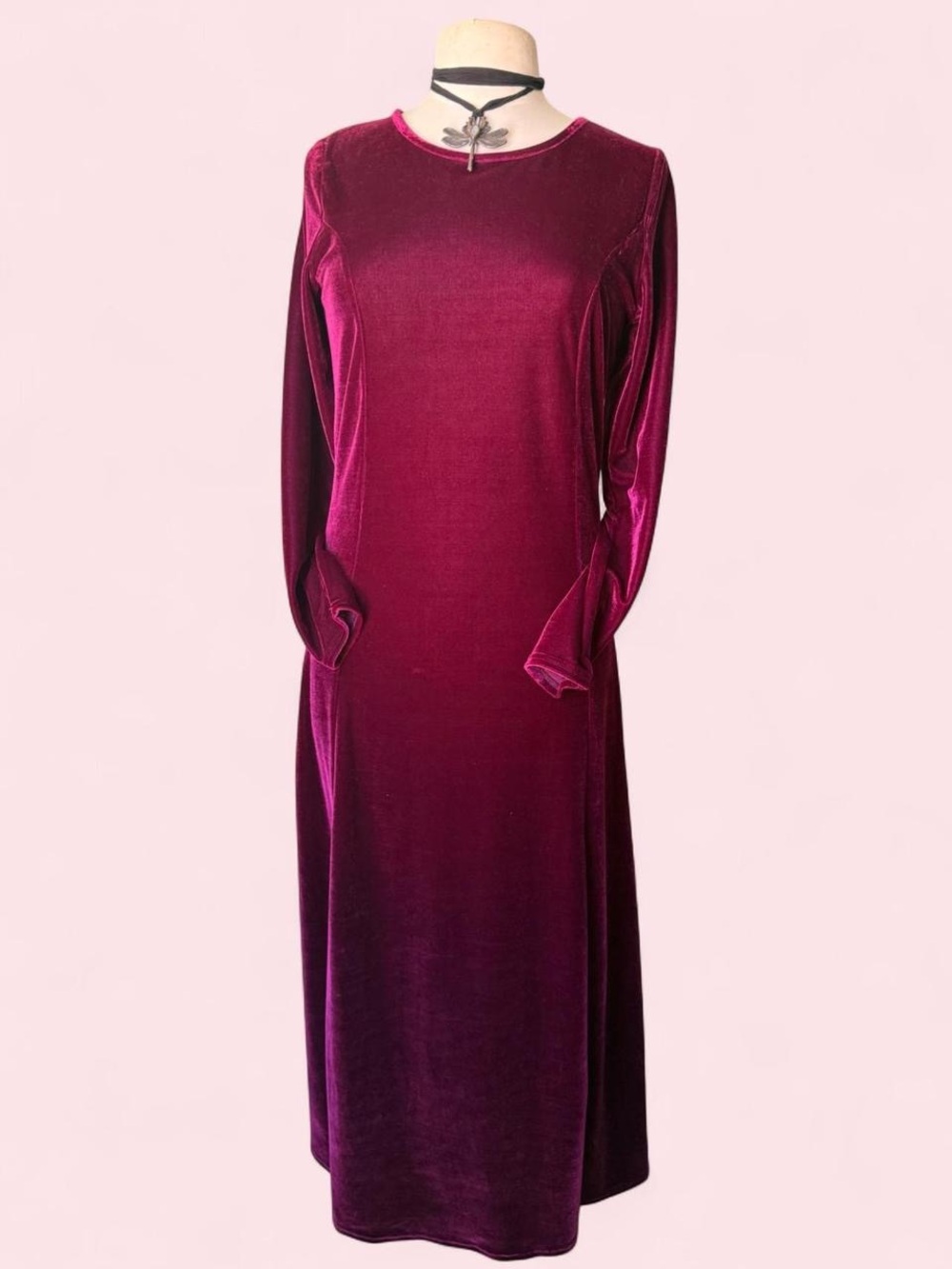 Urban Coco burgundy velvet maxi dress, size S